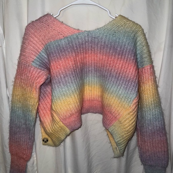 Jessica Simpson Rainbow Knit Button NWT Sweater - Picture 4 of 6